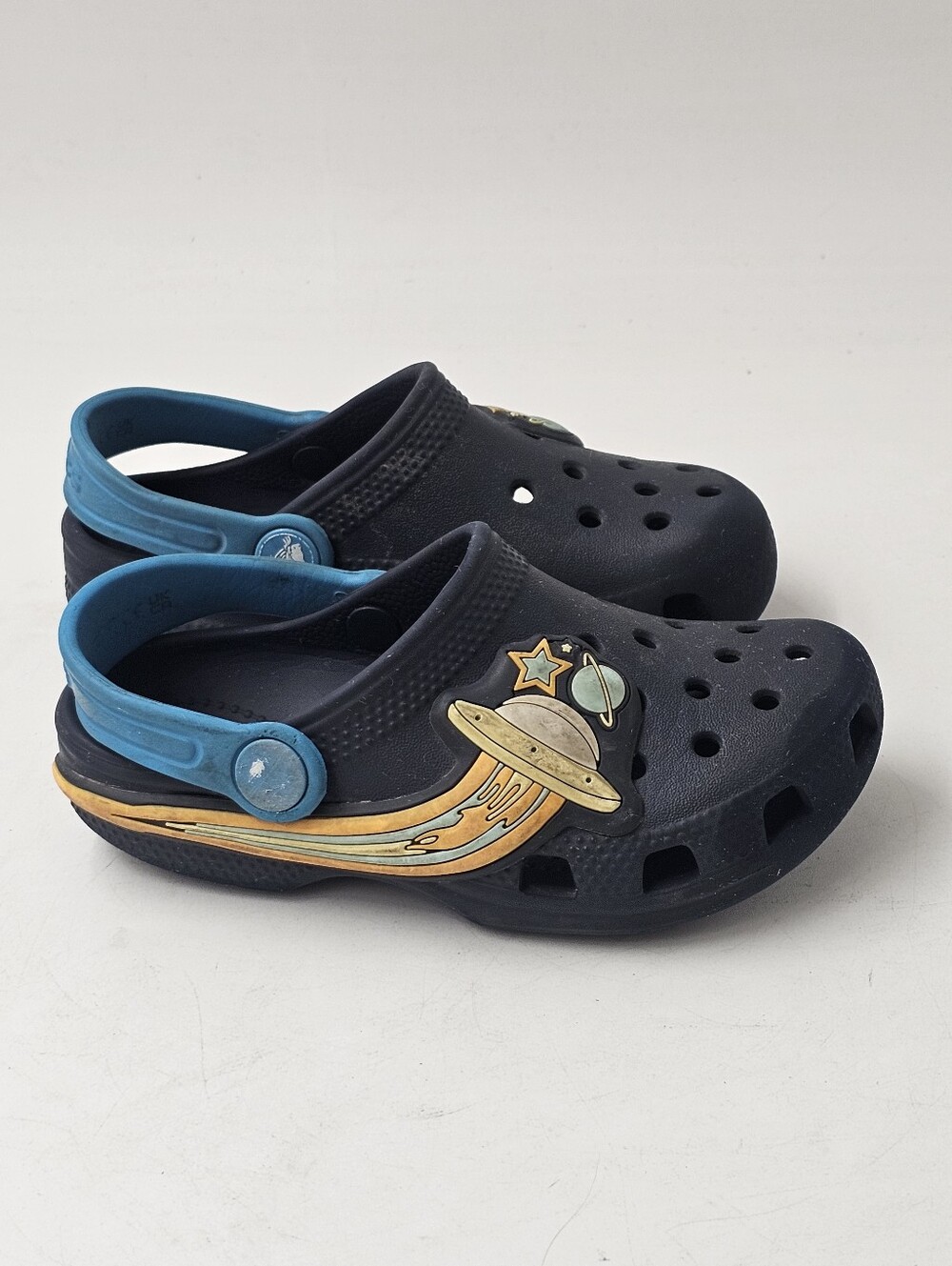 Crocs Kids Classic UFO Lights Clog Navy Blue Space Light Up Size C10 211623 - Picture 3 of 10